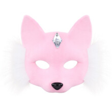 (White Pink) Halloween Fox Face Mask Cosplay Party Prop For Costume Events Performance Stage