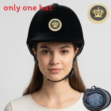 (Black Round) Horse Riding Helmet With Adjustable And Velvet Finish For Activities Equestrian
