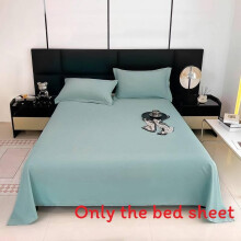 (Water Green) Solid Simple Colored Bed Sheet With Super Soft And Breathable For Items Daily