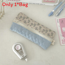 (Blue) Lightweight Flower Design Pen Bag With Polyester Material For Stationery Organizer Girls
