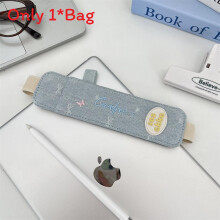 (Bow Light Blue) Star Bow Butterfly Pattern Pencil Case With Elastic Closure For School Office And Use