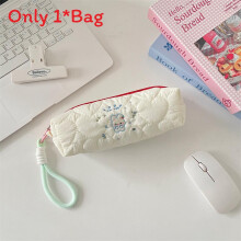 (Happy Bunny) Design Animal Cute Storage Pencil Bag With Embroidery And Spacious For Interior Students