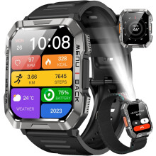 Military Smart Watch for Men (Call Receive/Dial) Rugged Tactical Fitness Tracker