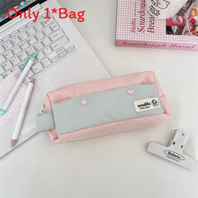 (Pink) Pencil Style Simple Bag For Girls With Extra Storage For And Accessories Stationery