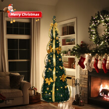 6ft Pre lit Christmas Tree PVC Xmas Tree for Lawn Porch Holiday Display Warm White