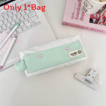 (White) Pencil Style Simple Bag For Girls With Extra Storage For And Accessories Stationery
