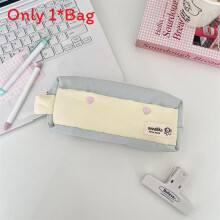(Blue) Pencil Style Simple Bag For Girls With Extra Storage For And Accessories Stationery