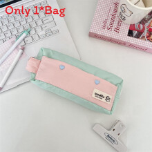 (Green) Pencil Style Simple Bag For Girls With Extra Storage For And Accessories Stationery
