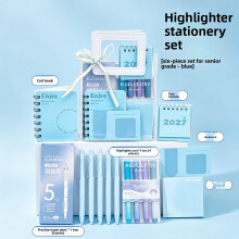 (Highlighter Blue 6pcs) Gift Morandi Stationery Set For Students With Reusable Pvc Materials Ideal Children For