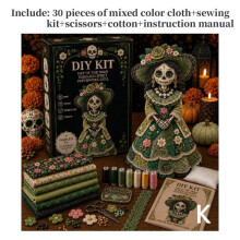 (Style K) The Day Of Dead Patchwork Doll Diy Kit With Polyester Fiber For Fun Crafting Creative