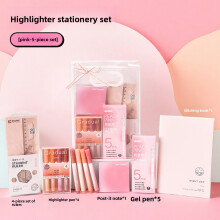 (Highlighter Pink 5pcs) Gift Morandi Stationery Set For Students With Reusable Pvc Materials Ideal Children For