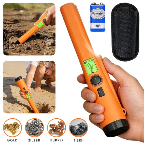 Mini Handheld Metal Detector Treasure Hunter with LED Light IP68 waterproof