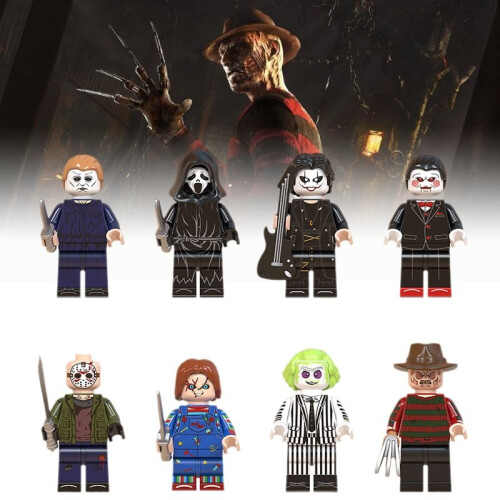 Horror 8pcs Halloween Character Crow Freddy Billy Assembling Building Blocks Toy 2