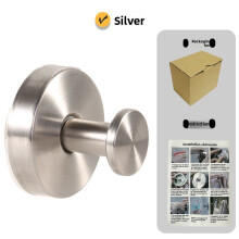(Silver)Crochets de ventouse circulaires durables en acier inoxydable pour salle de bain et cuisine