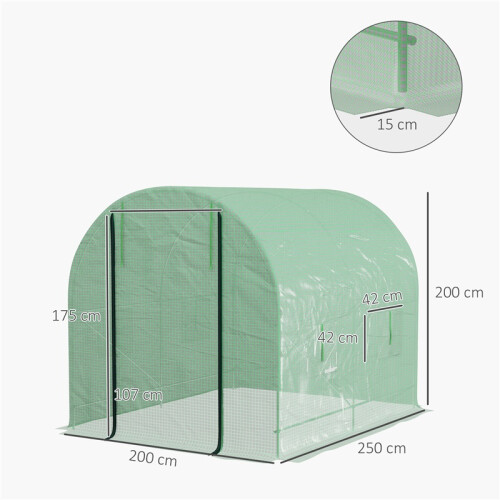 Walk-In Polytunnel Greenhouse 2.5x2m Steel Frame 2
