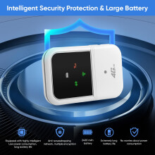 Portable 4G WiFi Router with SIM Card Slot, 4G LTE Mobile WiFi Hotspot, Pocket Travel Router for Up to 10 Users, 2400mAh Battery