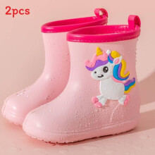 (Pink,200mm)Kids Rain Shoes Eva Waterproof Nonslip With Unicorn And Dinosaur Print Design