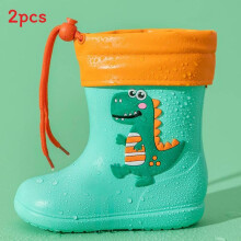 (Green Cotton,200mm)Kids Rain Shoes Eva Waterproof Nonslip With Unicorn And Dinosaur Print Design