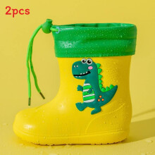 (Yellow Cotton,190mm)Kids Rain Shoes Eva Waterproof Nonslip With Unicorn And Dinosaur Design Print