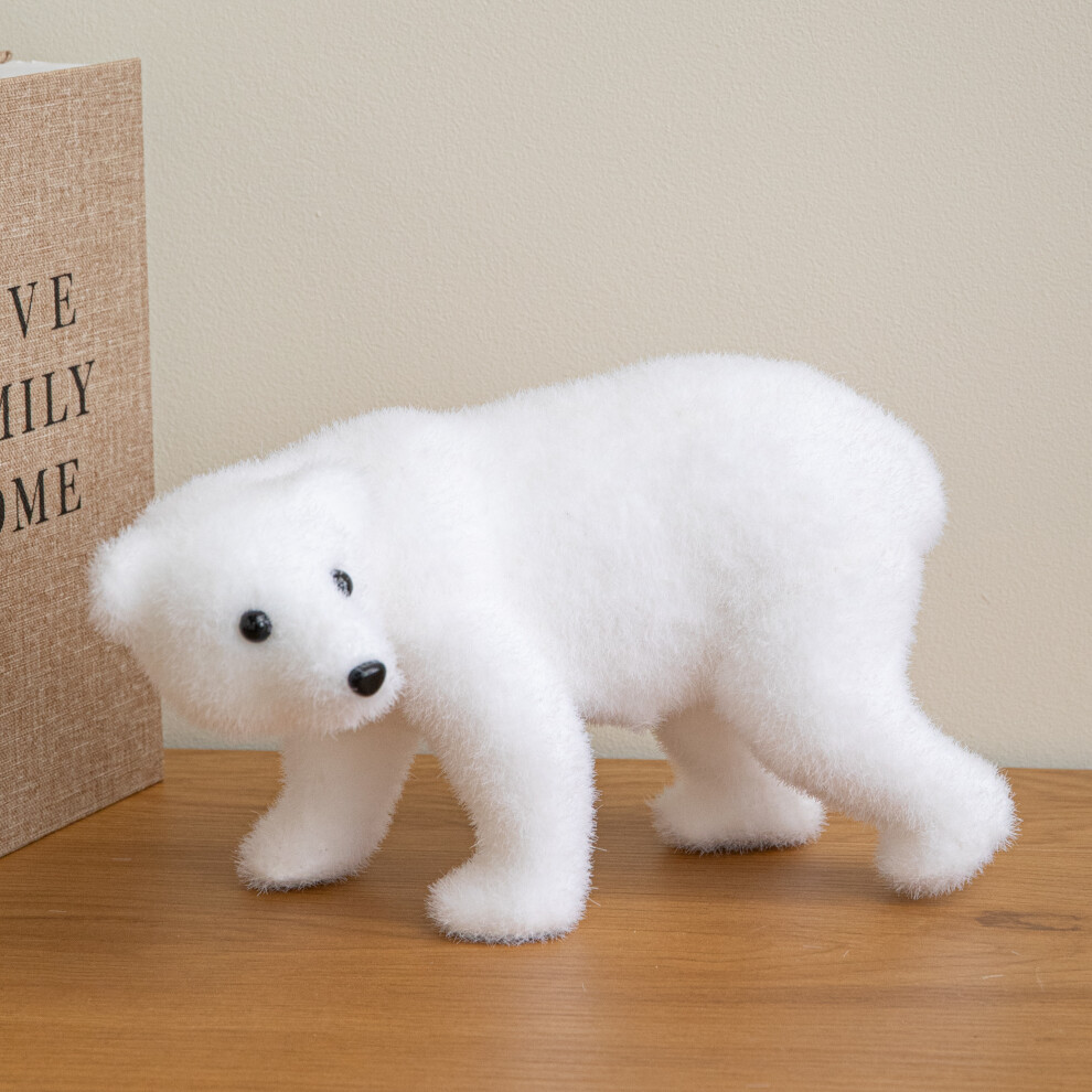 Three Kings 25Cm Freestanding Flocked Polar Bear Christmas Decoration
