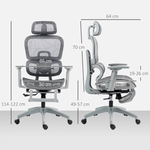 (Grey, Mesh) Multi-Adjustable Mesh Office Chair - Grey 2