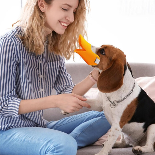Anti-Bite Dog Muzzle – Adjustable Silicone Duckbill Muzzle for Small Dogs & Puppies (Orange, Size L) 2