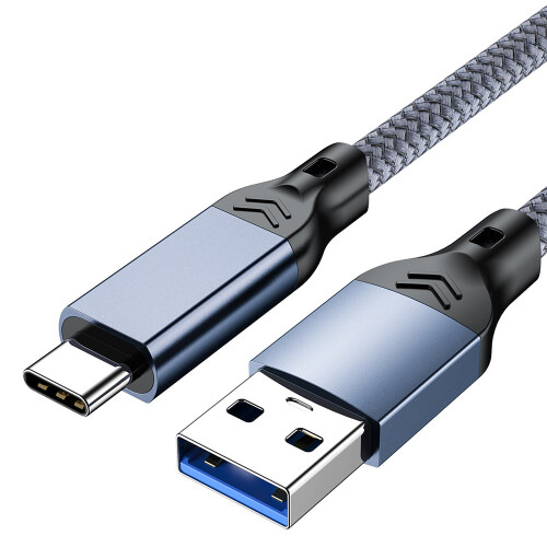 USB 3.2 Type-C-kabel: 10 Gbps høyhastighetsdata og 60 W hurtiglading Blue + Grey 5 m