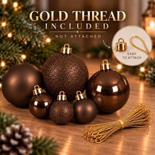30 Espresso Brown Baubles Shatterproof Christmas 2