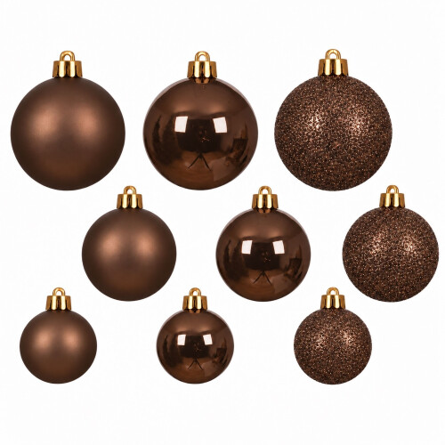 60 Espresso Brown Baubles Shatterproof Christmas 1
