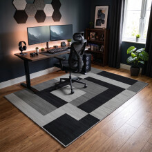 (160 x 230 cm (5 ft 2 in x 7 ft 2 in)_Living Room Rug, Milo Black Grey) Extra Large Rugs Printed Carpets Runner Rug & Door Mats