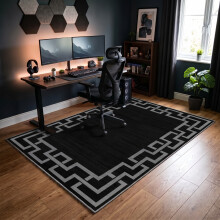 (160 x 230 cm (5 ft 2 in x 7 ft 2 in)_Living Room Rug, Nico Black) Extra Large Rugs Printed Carpets Runner Rug & Door Mats