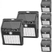 Solarbetriebene Sicherheitsleuchten mit 42 LEDs, 3 Modi, IP65 wasserdicht, Bewegungsmelder, 6er-Pack, Schwarz