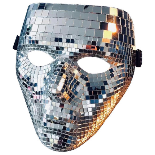 Glittrig discomask med glitterspegel för DJ:s, maskeradfester och utklädnader.