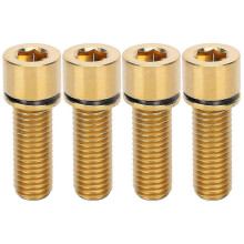 Gold Titanium Alloy M7x20mm Bike Handlebar Stem Bolts 4-Piece Kit