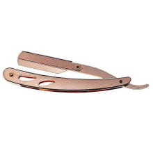 Rose Gold Folding Straight Edge Barber Razor Single Edge Replaceable Blades Stainless