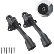 2Pcs ZincAlloy Door StayHolder Black Rubber Flipkickdown 1Touch Adj Ht Garage Gate Office