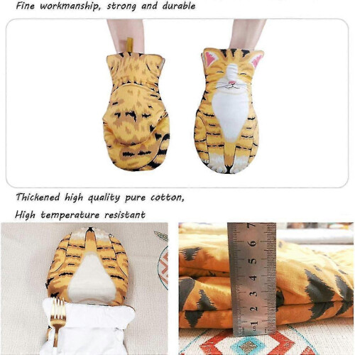 480F Creative Cat's Claw Mitts 1 Pair Thick Cotton Lining Anti-scald Kitchen Potholders 2