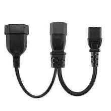 AC Y Splitter Power Cord IEC320 C14 to C13 Male + 2 Hole EU 4.0mm Female Socket