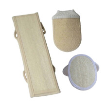 Gentle Skin Exfoliation Natural Loofah Bath Scrubber Set with Hand Strap for Shower