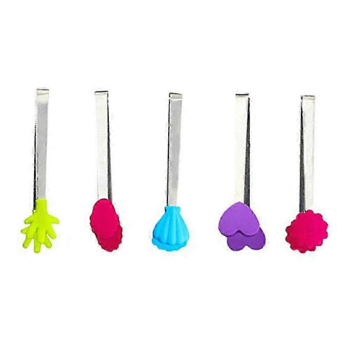 5Pcs Mini Silicone Kitchen Baking Tongs Clips for Food Use Assorted