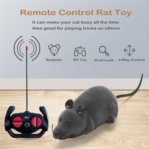 Remote Control Mouse Cat Toy – Realistic RC Rat for Interactive Chase Play, Gray 1