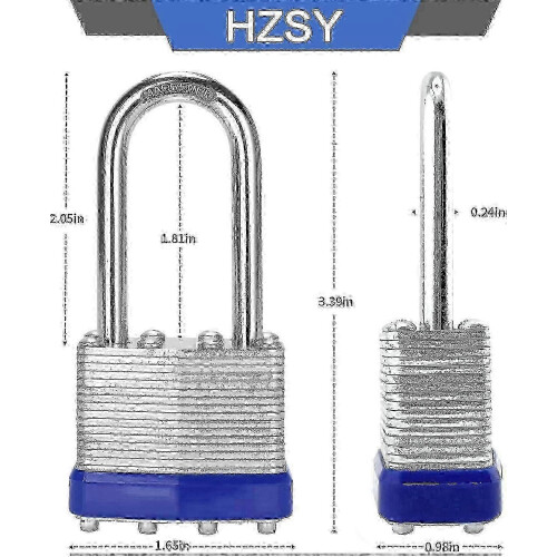 12-Pack Laminated Steel Long Shackle Padlocks Keyed Alike 1