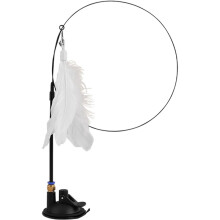 Suction Cup Interactive Cat Toy – Feather Wand with Bell, Self-Standing Base