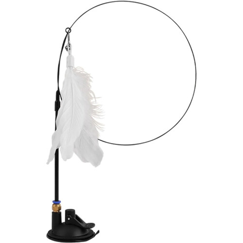 Suction Cup Interactive Cat Toy – Feather Wand with Bell, Self-Standing Base