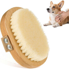 Boar Bristle Palm Brush Dog Cat ShedControl Massager Short Hair Bamboo Handle Professional