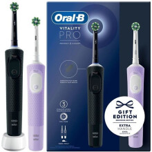 Cepillo de dientes eléctrico - Oral-B - Vitality Pro Duo - 3 modos - Temporizador 2 minutos - Batería 10 días