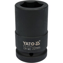 Langere slagdop - YATO - 32 mm (1'') - 6-zijdig - Hoogwaardig staal - Lang voor moeilijke toegang