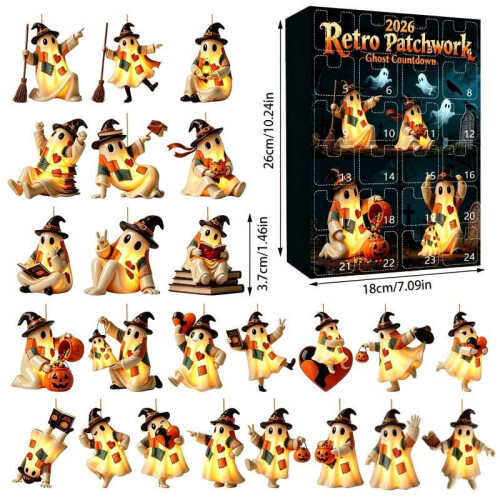 (Patch Ghost 6)Halloween Ghost Blind Box Calendar Countdown For Home Party Decor Family Interaction