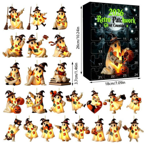 (Patch Ghost 11)Halloween Ghost Blind Box Calendar Countdown For Home Party Decor Family Interaction