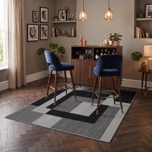 (120 X 170 cm, Milo Black Grey) Luxury Printed Rugs Large Runner Rug & Door Mats